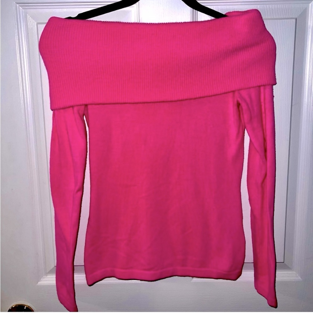 Lilly Pulitzer pink cashmere blend off shoulder sweater size xs. X- small